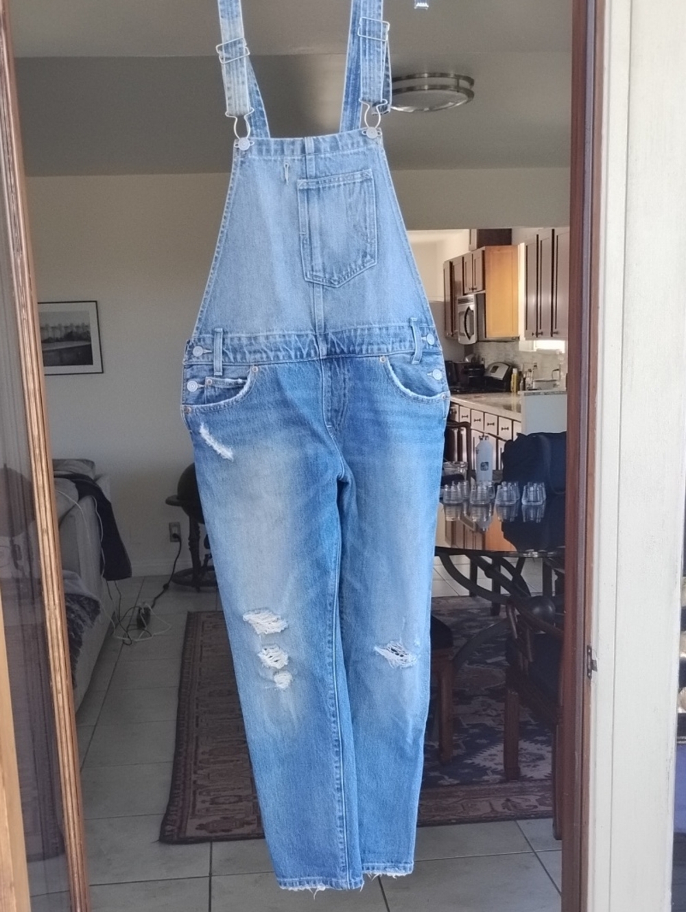 Levi's Light Blue Distressed Denim Overalls